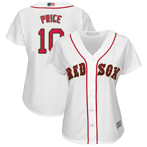 Red Sox #10 David Price White Home Women's Stitched MLB Jersey