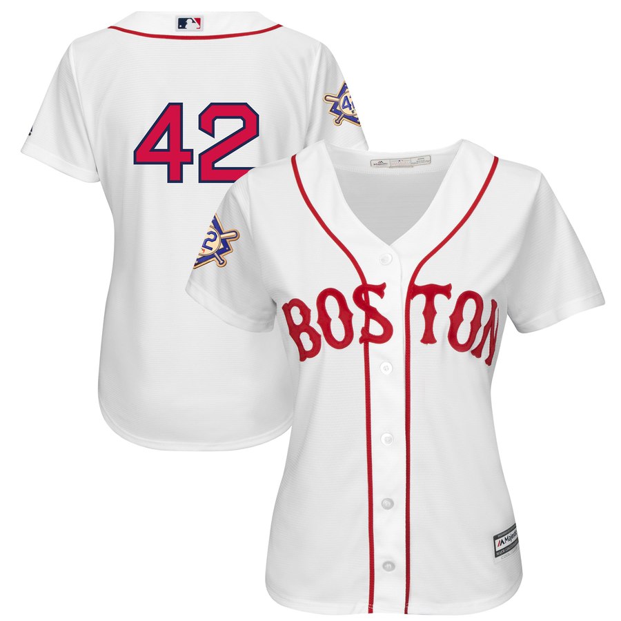 Boston Red Sox #42 Majestic Women's 2019 Jackie Robinson Day Official Cool Base Jersey White
