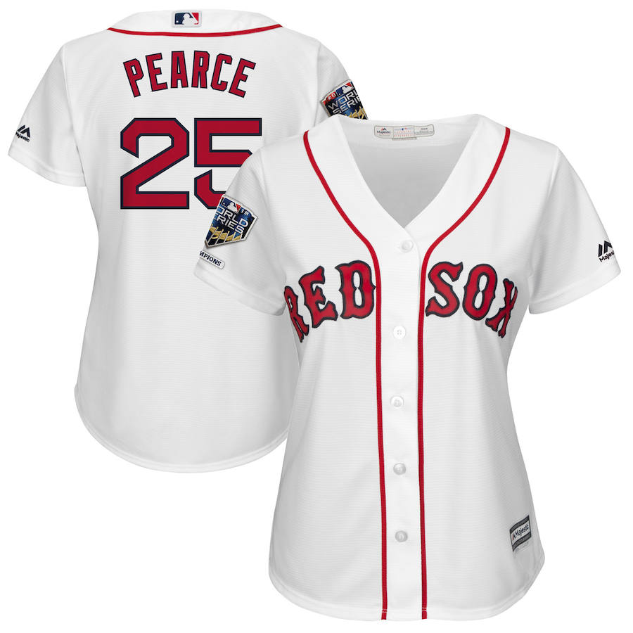 Boston Red Sox #25 Steve Pearce Majestic Women's 2018 World Series Champions Home Cool Base Player Jersey White