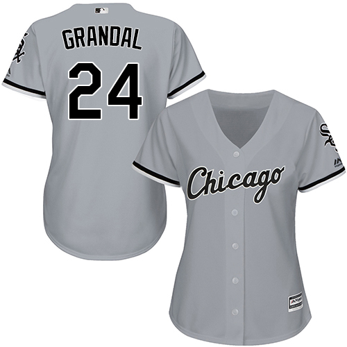 White Sox #24 Yasmani Grandal Grey Road Women's Stitched MLB Jersey