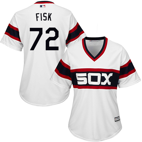 White Sox #72 Carlton Fisk White Alternate Home Women's Stitched MLB Jersey