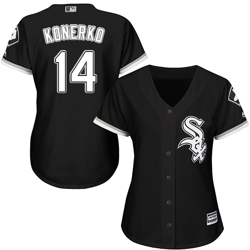 White Sox #14 Paul Konerko Black Alternate Women's Stitched MLB Jersey