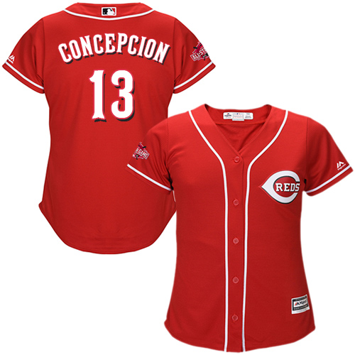 Reds #13 Dave Concepcion Red Alternate Women's Stitched MLB Jersey