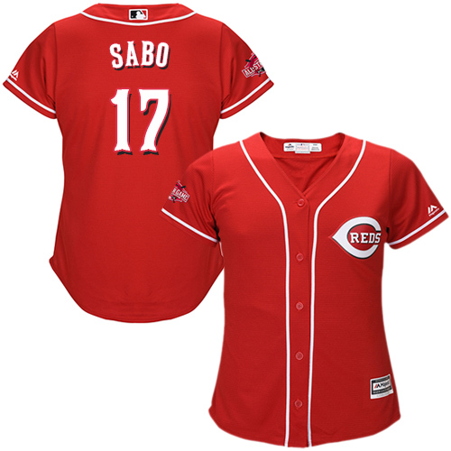Reds #17 Chris Sabo Red Alternate Women's Stitched MLB Jersey