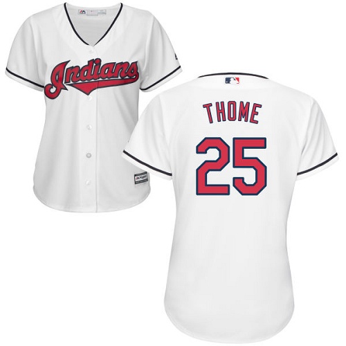 Indians #25 Jim Thome White Home Women's Stitched MLB Jersey