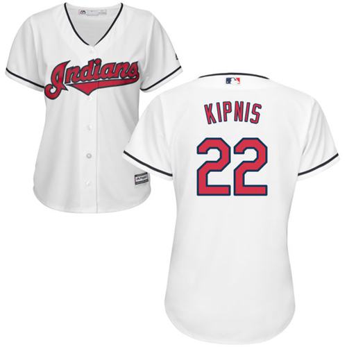Indians #22 Jason Kipnis White Women's Home Stitched MLB Jersey