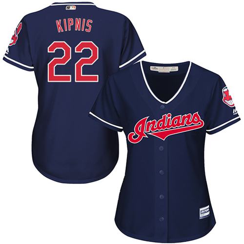 Indians #22 Jason Kipnis Navy Blue Women's Alternate Stitched MLB Jersey