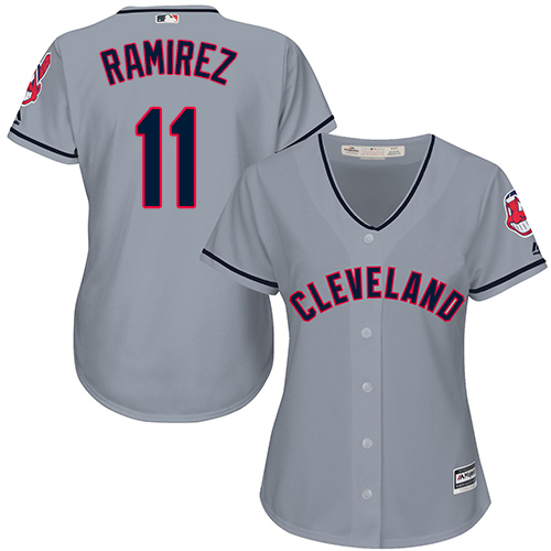 Indians #11 Jose Ramirez Grey Road Women's Stitched MLB Jersey