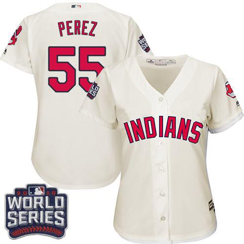 Indians #55 Roberto Perez Cream 2016 World Series Bound Women's Alternate Stitched MLB Jersey