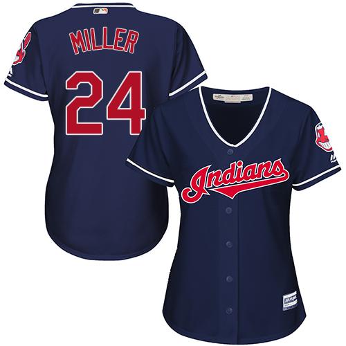 Indians #24 Andrew Miller Navy Blue Women's Alternate Stitched MLB Jersey