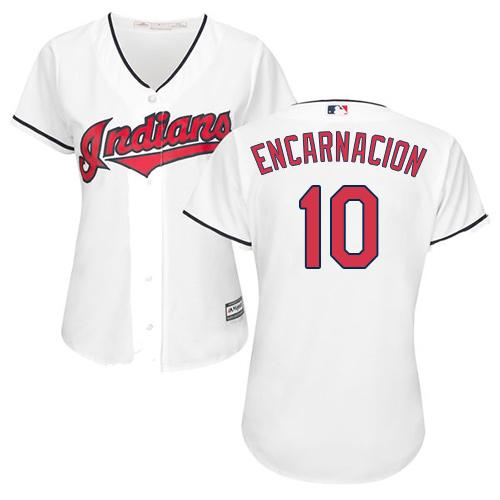 Indians #10 Edwin Encarnacion White Home Women's Stitched MLB Jersey