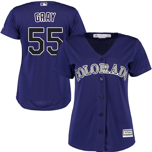 Rockies #55 Jon Gray Purple Alternate Women's Stitched MLB Jersey