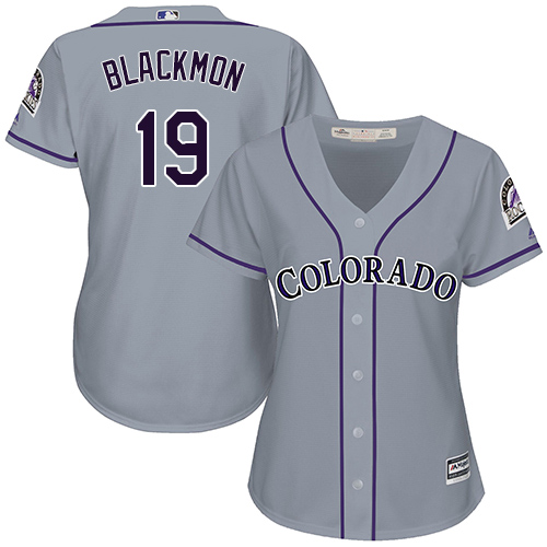 Rockies #19 Charlie Blackmon Grey Road Women's Stitched MLB Jersey