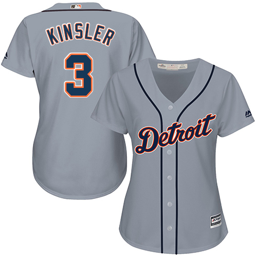 Tigers #3 Ian Kinsler Grey Road Women's Stitched MLB Jersey