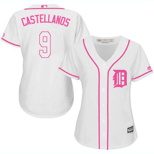 Tigers #9 Nick Castellanos White/Pink Fashion Women's Stitched MLB Jersey