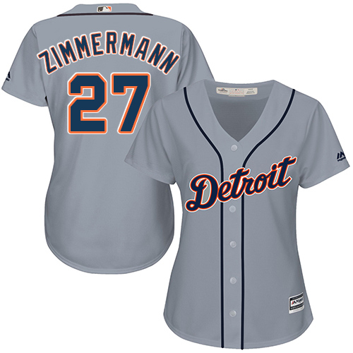 Tigers #27 Jordan Zimmermann Grey Road Women's Stitched MLB Jersey