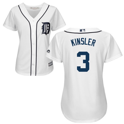 Tigers #3 Ian Kinsler White Home Women's Stitched MLB Jersey