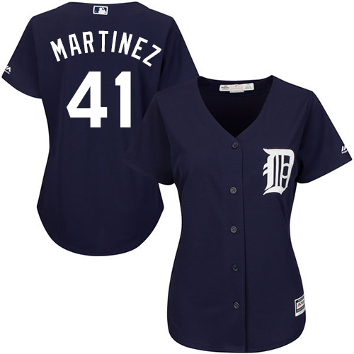 Tigers #41 Victor Martinez Navy Blue Alternate Women's Stitched MLB Jersey