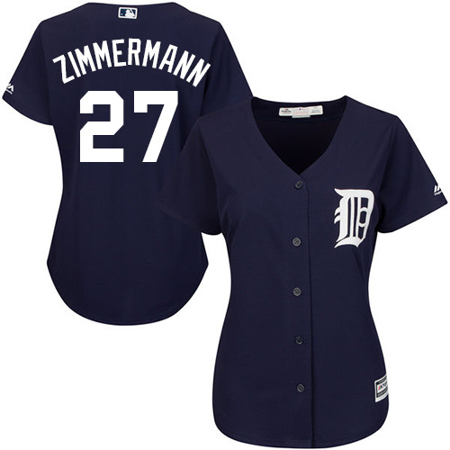 Tigers #27 Jordan Zimmermann Navy Blue Alternate Women's Stitched MLB Jersey