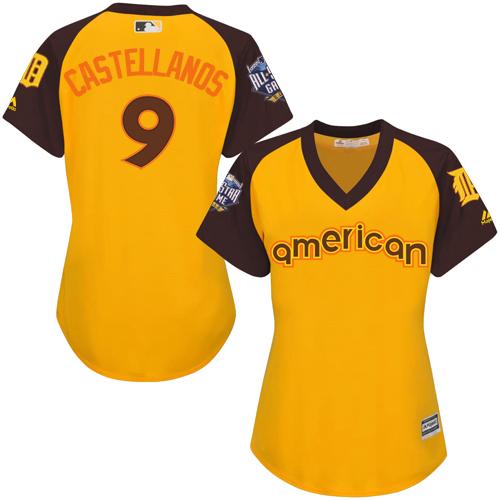 Tigers #9 Nick Castellanos Gold 2016 All-Star American League Women's Stitched MLB Jersey