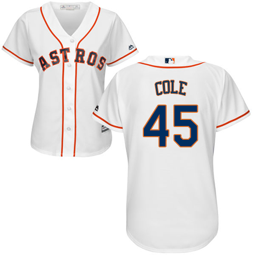 Astros #45 Gerrit Cole White Home Women's Stitched MLB Jersey
