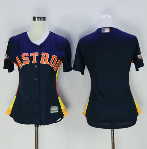 Astros Blank Navy Blue Alternate 2019 World Series Bound Women's Stitched MLB Jersey