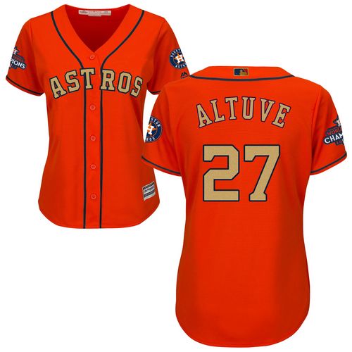 Astros #27 Jose Altuve Orange 2018 Gold Program Cool Base Women's Stitched MLB Jersey