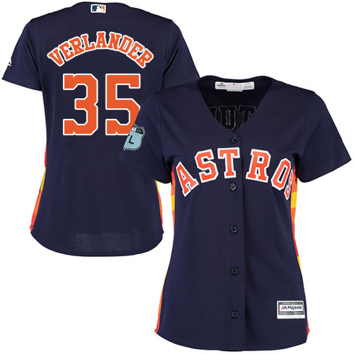Astros #35 Justin Verlander Navy Blue Alternate Women's Stitched MLB Jersey