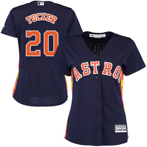 Astros #20 Preston Tucker Navy Blue Alternate Women's Stitched MLB Jersey
