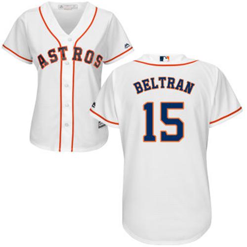 Astros #15 Carlos Beltran White Home Women's Stitched MLB Jersey