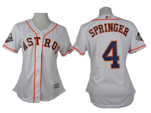 Astros #4 George Springer White Home 2019 World Series Bound Women's Stitched MLB Jersey