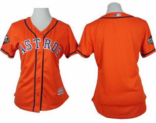 Astros Blank Orange Alternate 2019 World Series Bound Women's Stitched MLB Jersey
