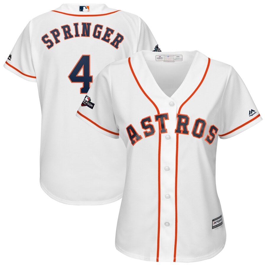 Houston Astros #4 George Springer Majestic Women's 2019 Postseason Official Cool Base Player Jersey White