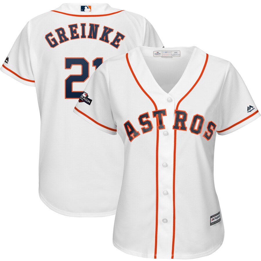 Houston Astros #21 Zack Greinke Majestic Women's 2019 Postseason Official Cool Base Player Jersey White
