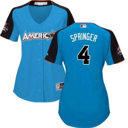 Astros #4 George Springer Blue 2017 All-Star American League Women's Stitched MLB Jersey