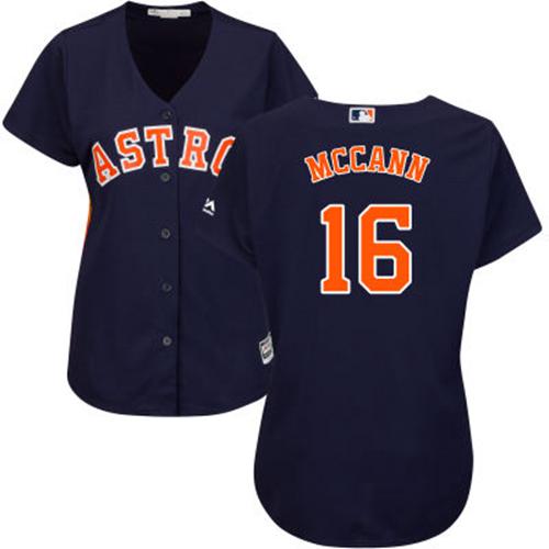 Astros #16 Brian McCann Navy Blue Alternate Women's Stitched MLB Jersey
