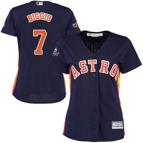 Astros #7 Craig Biggio Navy Blue Alternate 2019 World Series Bound Women's Stitched MLB Jersey
