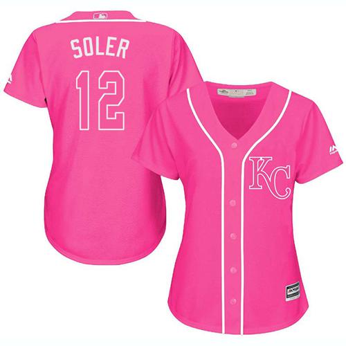 Royals #12 Jorge Soler Pink Fashion Women's Stitched MLB Jersey