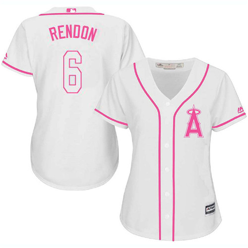 Angels #6 Anthony Rendon White/Pink Fashion Women's Stitched MLB Jersey