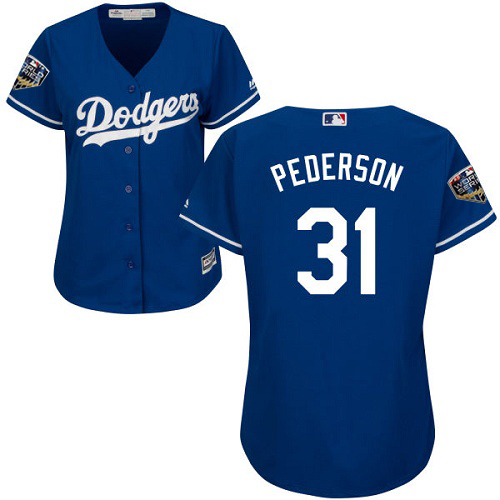 Dodgers #31 Joc Pederson Blue Alternate 2018 World Series Women's Stitched MLB Jersey
