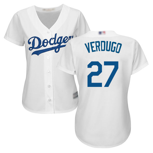 Dodgers #27 Alex Verdugo White Home Women's Stitched MLB Jersey