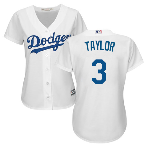 Dodgers #3 Chris Taylor White Home Women's Stitched MLB Jersey