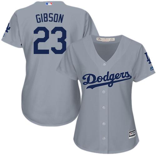 Dodgers #23 Kirk Gibson Grey Alternate Road Women's Stitched MLB Jersey