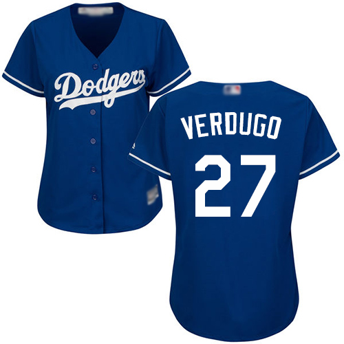 Dodgers #27 Alex Verdugo Blue Alternate Women's Stitched MLB Jersey