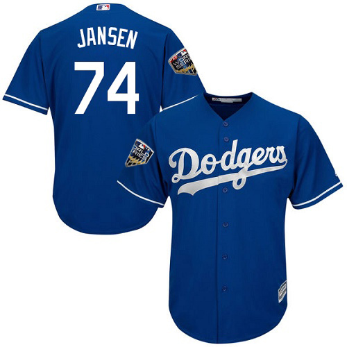 Dodgers #74 Kenley Jansen Blue Alternate 2018 World Series Women's Stitched MLB Jersey