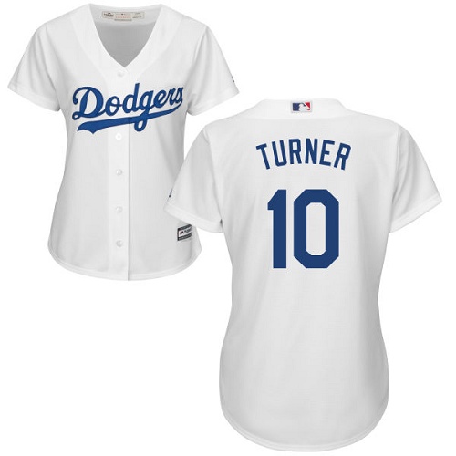 Dodgers #10 Justin Turner White Home Women's Stitched MLB Jersey
