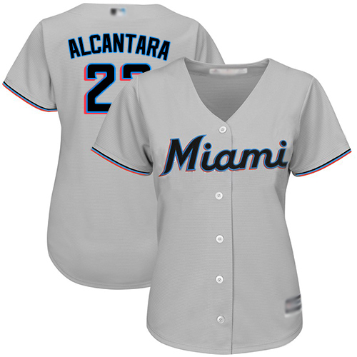 Marlins #22 Sandy Alcantara Grey Road Women's Stitched MLB Jersey