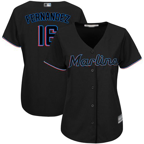 Marlins #16 Jose Fernandez Black Women's Alternate Stitched MLB Jersey