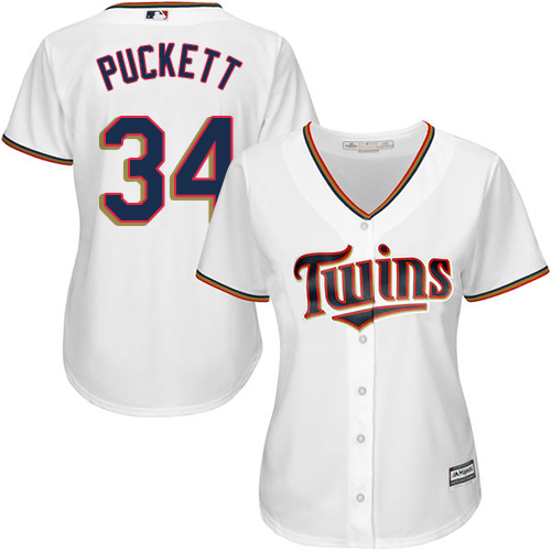 Twins #34 Kirby Puckett White Home Women's Stitched MLB Jersey