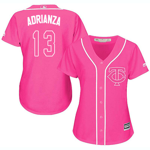 Twins #13 Ehire Adrianza Pink Fashion Women's Stitched MLB Jersey